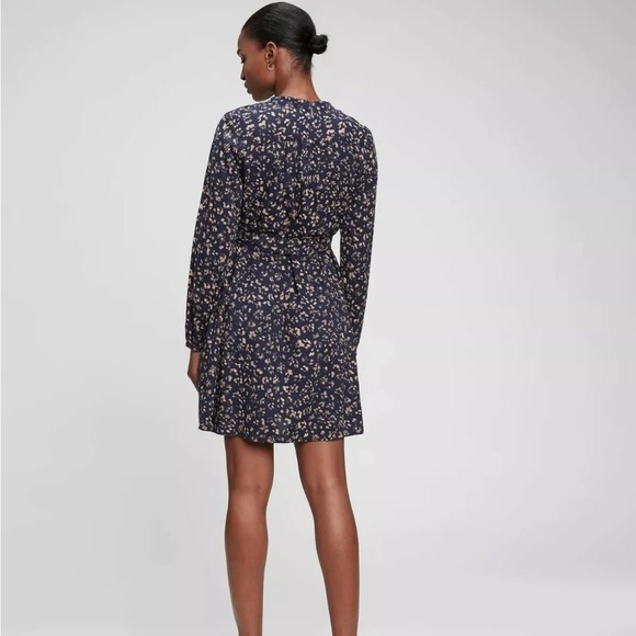 Gap Tie-Belt Print Dress Navy XS NWT - Picture 2 of 9